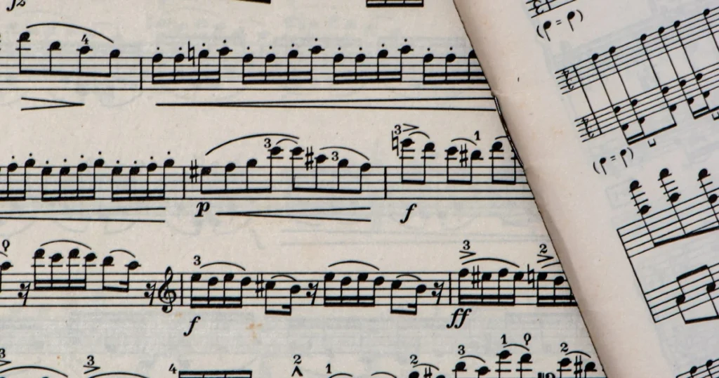 partitura século XIX ilustrando a história da música no período renascentista