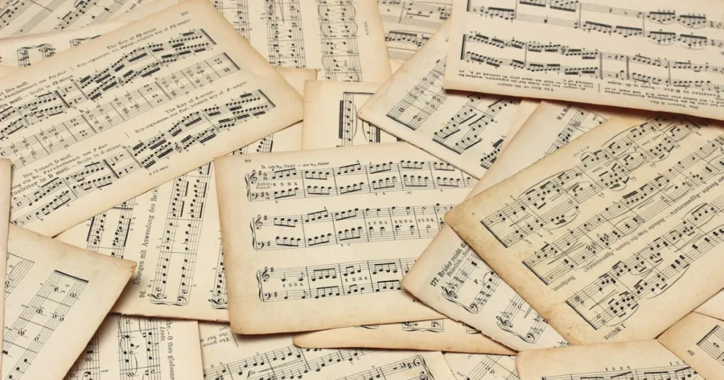 partituras antigas para ilustrar a história da música no classicismo