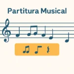 imagem com uma pauta e figuras de notas musicais representando o artigo o que é partitura musical