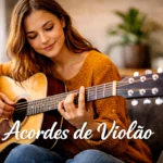 Mulher fazendo um acorde no violão. Imagem usada para representar o artigo todos os acordes de violão